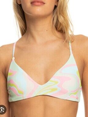 Roxy Pastel Swirl Bikini Top - Pink, Mint, Light Blue, Yellow